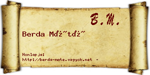 Berda Máté névjegykártya